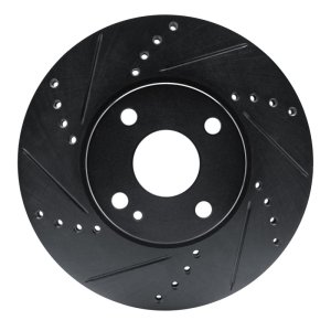 Mazda 2 Brake Rotor (1) - Front Left - R1 Concepts - Drilled & Slotted - Black - `16-`25